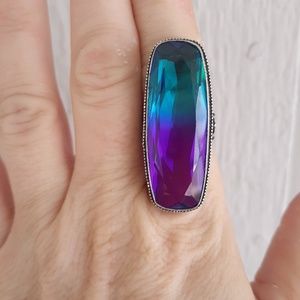 New Huge Ametrine Silver Statement Ring. Size 9